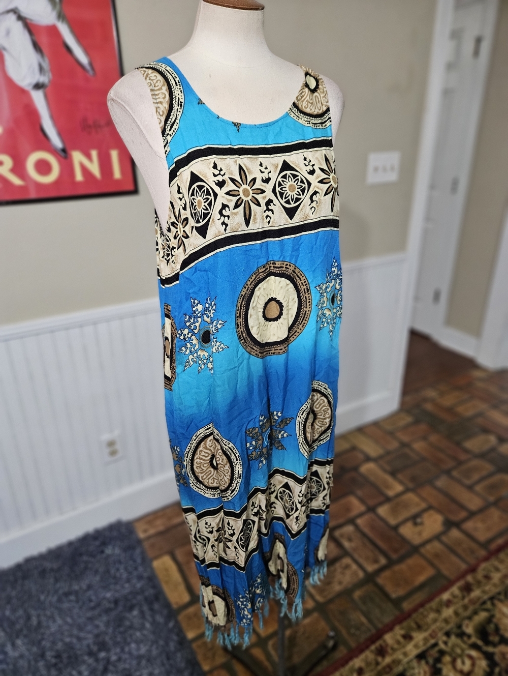 VTG 80s Exclusif By Whispers Boho Fringe Dress Large